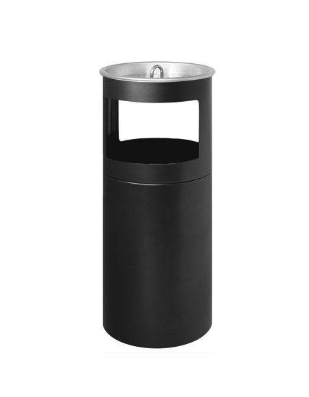 Gettacarte/posacenere laccato nero micaceo - Griglie setaccio in inox  - Ø cm 25x62 h