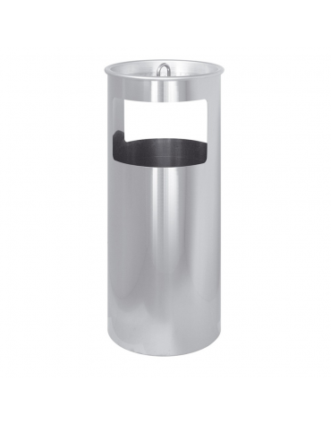 Gettacarta/posacenere in acciaio inox con griglie setaccio - Ø cm 25x62 h