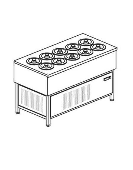 Banco N° 10 Pozzetti gelati - Motore interno - Refrigerazione statica con glicole -16° / -18°C - cm 138,8x69x95h