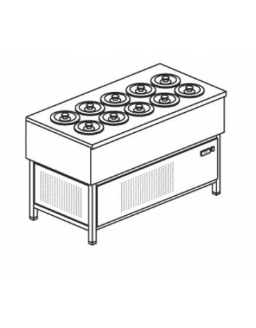 Banco N° 10 Pozzetti gelati - Motore interno - Refrigerazione ventilata -16° / -18°C - cm 138,8x69x95h
