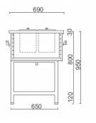 Banco N° 10 Pozzetti granite - Motore interno - Refrigerazione ventilata -6° / -12°C - cm 138,8x69x95h