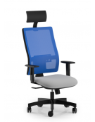 Poltrona ergonomica con poggiatesta e schienale alto a rete - Rivestimento ignifugo - Movimento sincronizzato - CAM