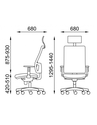 Poltrona ergonomica con poggiatesta e schienale alto a rete - Rivestimento ignifugo -Movimento sincronizzato con traslatore -CAM