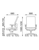 Poltrona ergonomica con braccioli e schienale alto a rete - Rivestimento ignifugo - Movimento sincronizzato - CAM