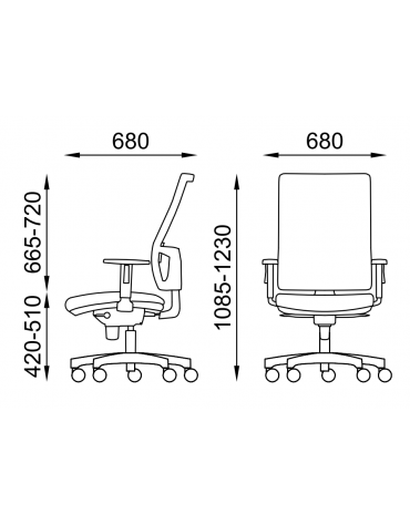 Poltrona ergonomica con braccioli e schienale alto a rete - Rivestimento ignifugo - Movimento sincronizzato - CAM