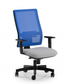 Poltrona ergonomica con braccioli e schienale alto a rete - Rivestimento ignifugo - Movimento sincronizzato a 5 posizioni - CAM