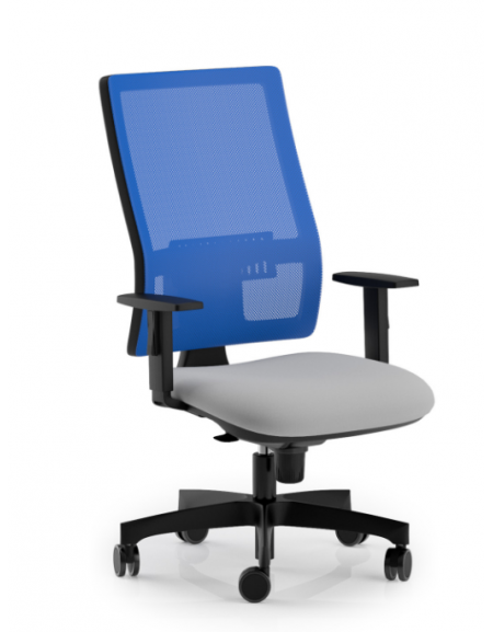 Poltrona ergonomica con braccioli e schienale alto a rete - Rivestimento ignifugo - Movimento sincronizzato a 5 posizioni - CAM