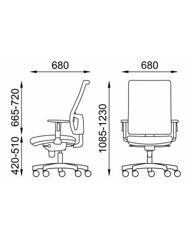 Poltrona ergonomica con braccioli e schienale alto a rete - Rivestimento ignifugo - Movimento sincronizzato con traslatore - CAM