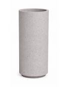 Fioriera tonda cilindrica in cemento calcestruzzo per esterno - colore Grigio pietra - con zoccolatura - cm Ø 40x80h - CAM