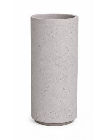 Fioriera tonda cilindrica in cemento calcestruzzo per esterno - colore Grigio pietra - con zoccolatura - cm Ø 40x80h - CAM