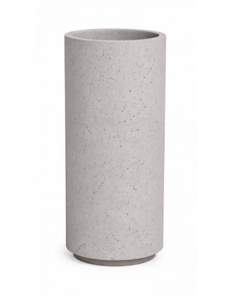 Fioriera tonda cilindrica in cemento calcestruzzo per esterno - colore Grigio pietra - con zoccolatura - cm Ø 40x80h - CAM