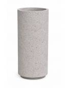 Fioriera tonda cilindrica in cemento calcestruzzo per esterno - colore Bianco sabbiato - con zoccolatura - cm Ø 40x80h - CAM