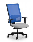 Poltrona ergonomica con braccioli e schienale alto a rete - Rivestimento ignifugo - Movimento sincronizzato con traslatore - CAM