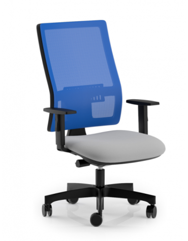 Poltrona ergonomica con braccioli e schienale alto a rete - Rivestimento ignifugo - Movimento sincronizzato con traslatore - CAM