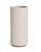 Fioriera tonda cilindrica in cemento calcestruzzo per esterno - colore Bianco pietra - con zoccolatura - cm Ø40x80h - CAM