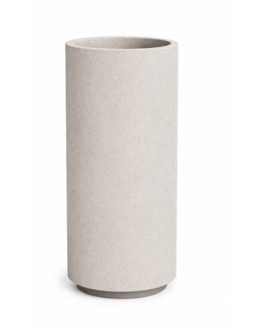 Fioriera tonda cilindrica in cemento calcestruzzo per esterno - colore Bianco pietra - con zoccolatura - cm Ø40x80h - CAM