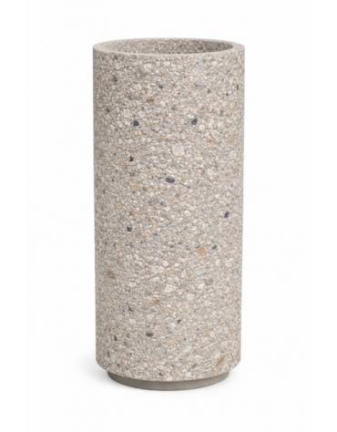 Fioriera tonda cilindrica in cemento calcestruzzo per esterno - colore Grigio sabbiato - con zoccolatura - cm Ø 40x80h - CAM