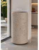 Fioriera tonda cilindrica in cemento calcestruzzo per esterno - colore Grigio sabbiato - con zoccolatura - cm Ø 40x80h - CAM