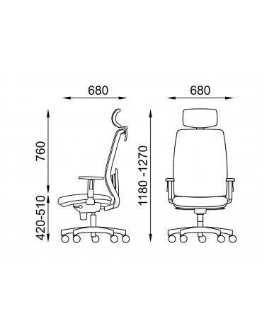 Poltrona ergonomica con poggiatesta e schienale alto a rete - Rivestimento ignifugo - Movimento sincronizzato - CAM