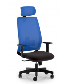 Poltrona ergonomica con poggiatesta e schienale alto a rete - Rivestimento ignifugo - Movimento sincronizzato - CAM