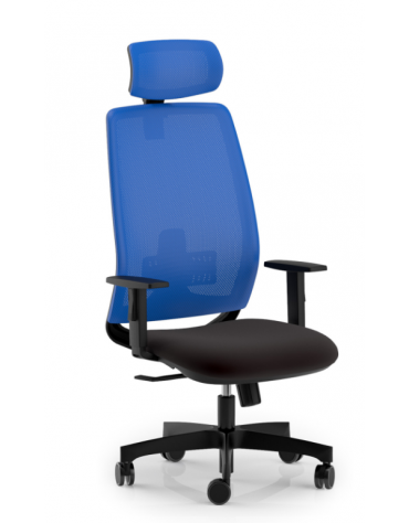 Poltrona ergonomica con poggiatesta e schienale alto a rete - Rivestimento ignifugo - Movimento sincronizzato - CAM