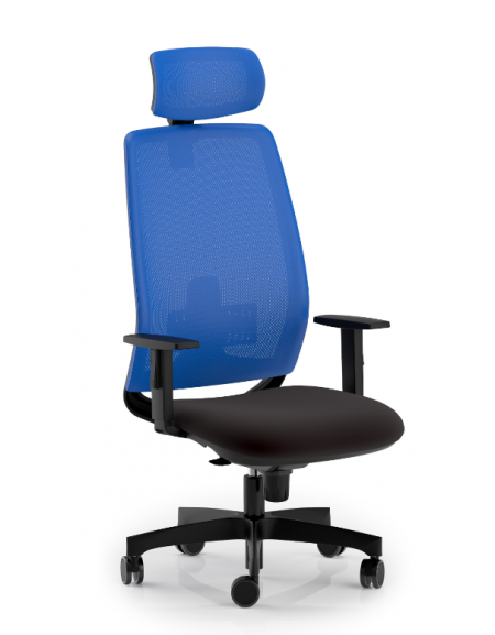 Poltrona ergonomica con poggiatesta e schienale alto a rete - Rivestimento ignifugo - Movimento sincronizzato a 5 posizioni -CAM