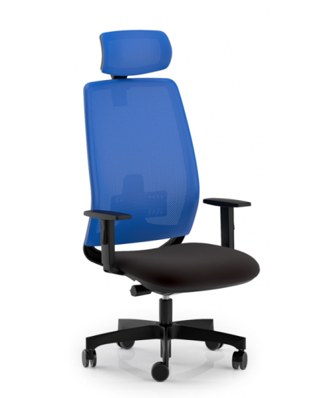 Poltrona ergonomica con poggiatesta e schienale alto a rete - Rivestimento ignifugo -Movimento sincronizzato con traslatore -CAM