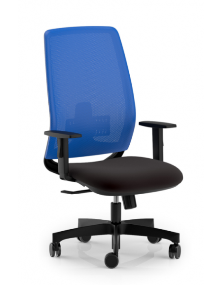 Poltrona ergonomica con braccioli e schienale alto a rete - Rivestimento ignifugo - Movimento sincronizzato - CAM