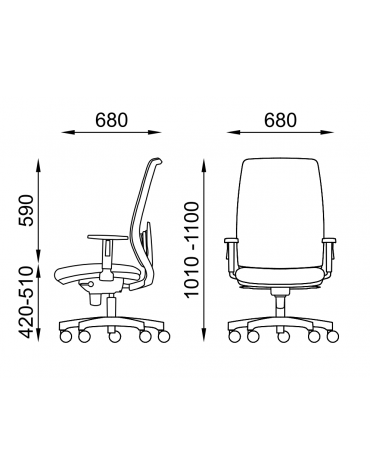 Poltrona ergonomica con braccioli e schienale alto a rete - Rivestimento ignifugo - Movimento sincronizzato - CAM