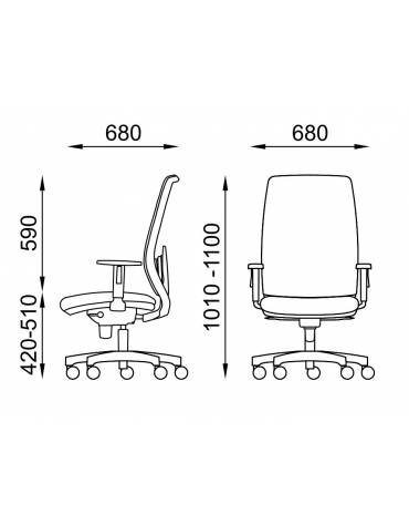 Poltrona ergonomica con braccioli e schienale alto a rete - Rivestimento ignifugo - Movimento sincronizzato a 5 posizioni -CAM