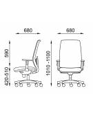 Poltrona ergonomica con braccioli e schienale alto a rete - Rivestimento ignifugo - Movimento sincronizzato con traslatore - CAM