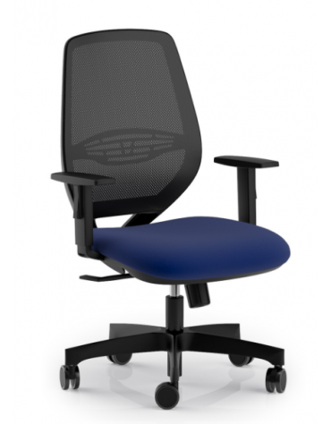 Poltrona ergonomica con braccioli e schienale a rete - Rivestimento ignifugo - Movimento sincronizzato - CAM