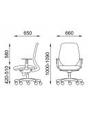 Poltrona ergonomica con braccioli e schienale a rete - Rivestimento ignifugo - Movimento sincronizzato - CAM