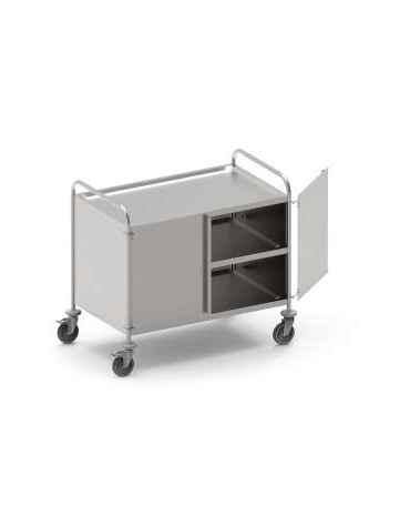 Carrello Multifunzione in acciaio inox AISI 304  - 2 ante - 2 piani da cm 100x60 - Portata kg 150 - cm 109x69x95h