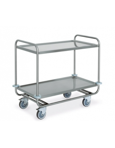 Carrello inox AISI 304 per trasporto pesante - 2 piani cm 80x50 - Versione smontata - Portata Kg 150 - cm 89x59x95h