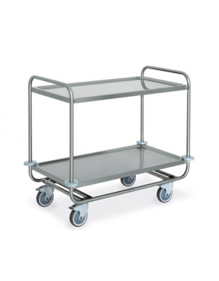 Carrello inox AISI 304 per trasporto pesante - 2 piani stampati cm 100x60 - Versione smontata - Portata Kg 150 - cm 109x69x95h