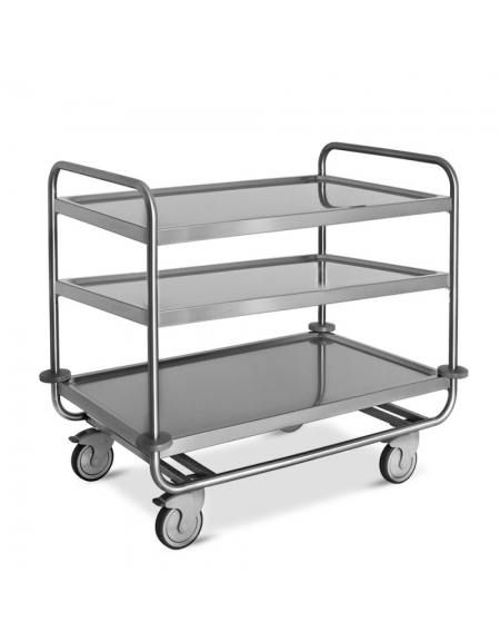 Carrello inox AISI 304 per trasporto pesante - 3 piani cm 100x50 - Versione Smontata - Portata Kg 150 - cm 109x59x95h