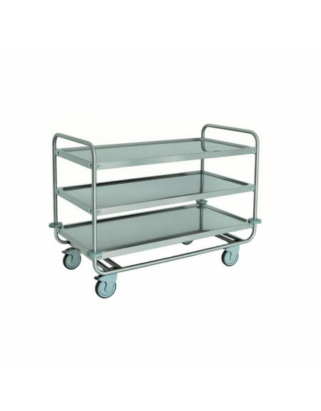 Carrello inox AISI 304 per trasporto pesante - 3 piani stampati cm 120x60 - Versione smontata - Portata Kg 150 - cm 129x69x95h