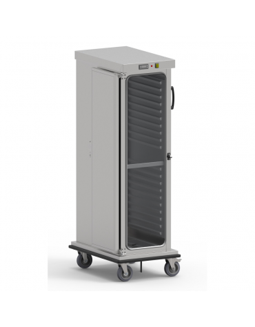 Carrello armadiato riscaldato in acciaio inox, con struttura rinforzata - 20 teglie GN1/1 - cm 72x92x110h