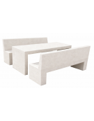 Set pic nic in cemento trattamento ANTIDEGRADO colore Bianco pietra - 1 tavolo e 2 panche con schienale - Lunghezza cm 220 - CAM