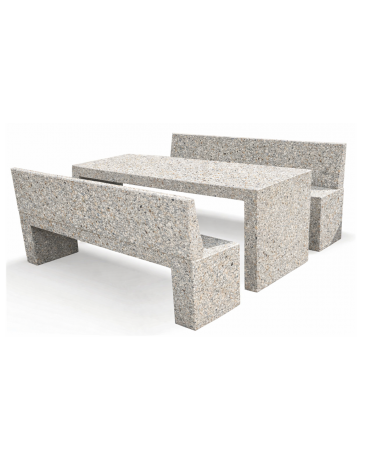 Set pic nic in cemento ANTIDEGRADO colore Grigio sabbiato - 1 tavolo e 2 panche con schienale - Lunghezza cm 220 - CAM