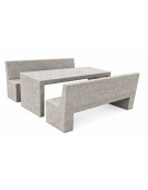 Set pic nic in cemento ANTIDEGRADO colore Bianco sabbiato - 1 tavolo e 2 panche con schienale - Lunghezza cm 220 - CAM