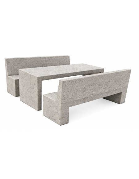 Set pic nic in cemento ANTIDEGRADO colore Bianco sabbiato - 1 tavolo e 2 panche con schienale - Lunghezza cm 220 - CAM