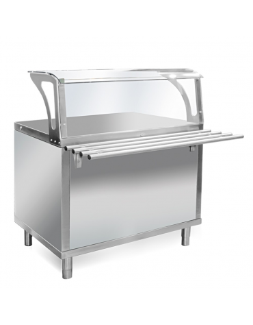 Elemento armadiato neutro 2x GN 1/1 con parafiato servizio bambini e bancalina scorrivassoi - cm 82x94x133h