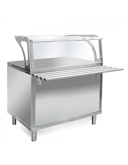 Elemento armadiato neutro 4x GN 1/1 con parafiato servizio bambini e bancalina scorrivassoi - per self service - cm 158x94x133h