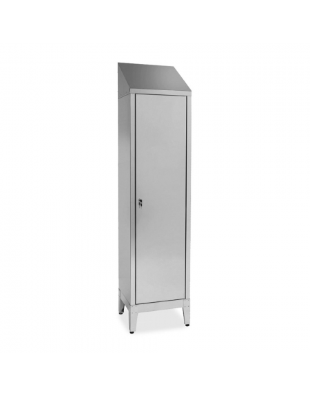 Armadio spogliatoio singolo in lamiera di acciaio inox AISI 430 - 1 anta - cm 50x40x215h