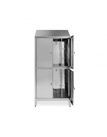 Armadio spogliatoio 4 posti in lamiera di acciaio inox AISI 430 - 4 ante - cm 95x40x215h