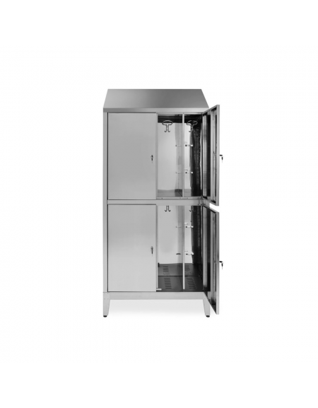 Armadio spogliatoio 4 posti in lamiera di acciaio inox AISI 430 - 4 ante - cm 95x40x215h