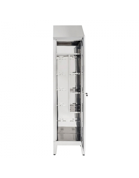 Armadio Porta Scope in lamiera di acciaio inox AISI 430 - 1 anta - Divisorio interno - cm 50x40x215h