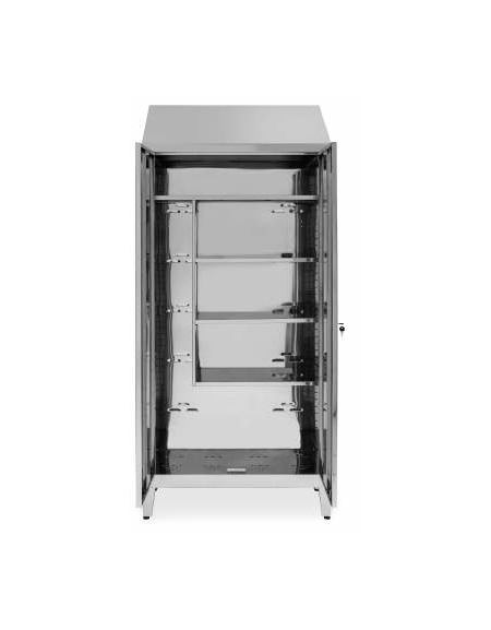Armadio Porta Scope in lamiera di acciaio inox AISI 430 - 2 ante - Divisorio interno parziale - cm 95x40x215h